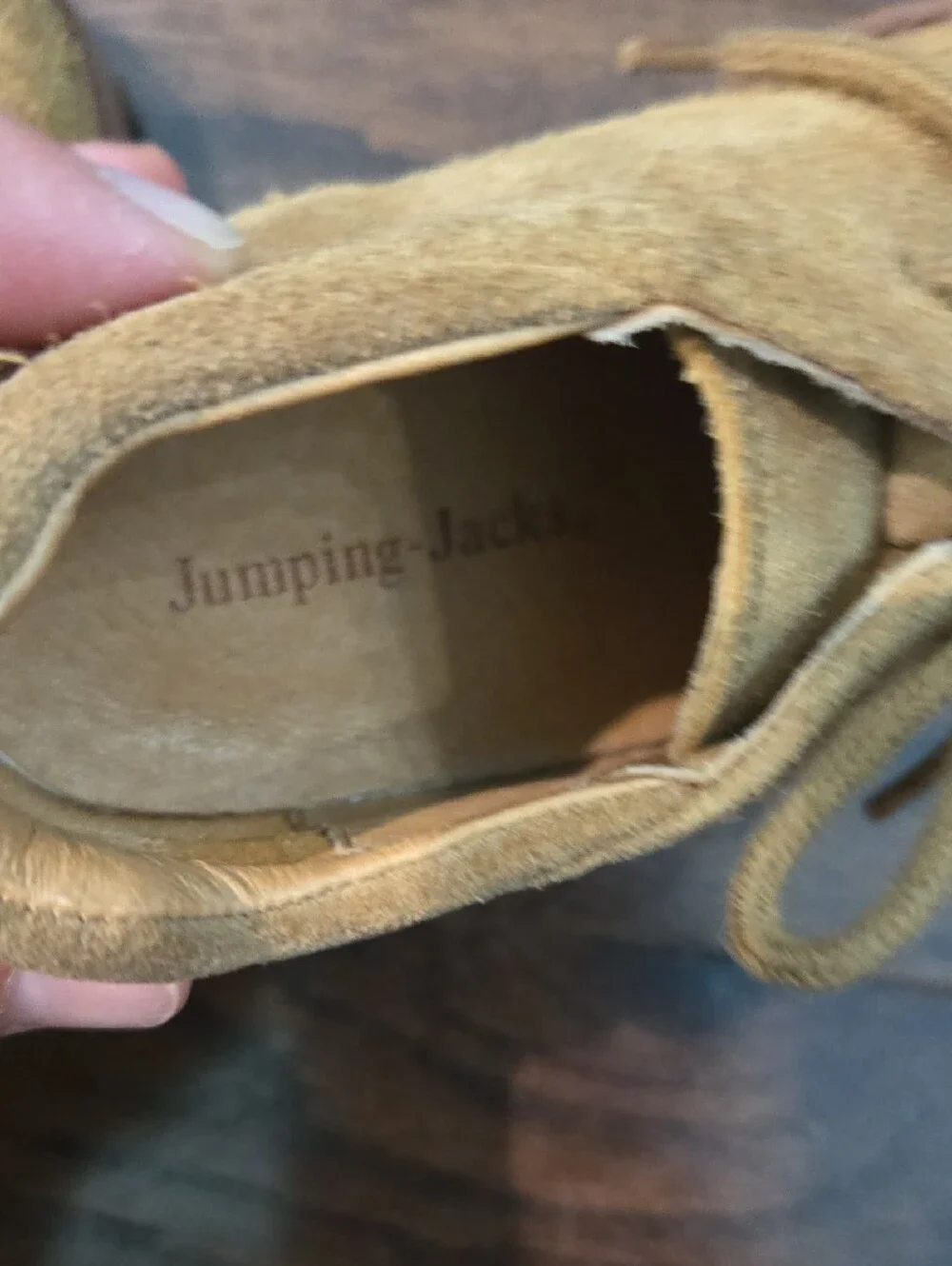 Jumping Jacks Kids Suede Lace-Up Shoes in Tan